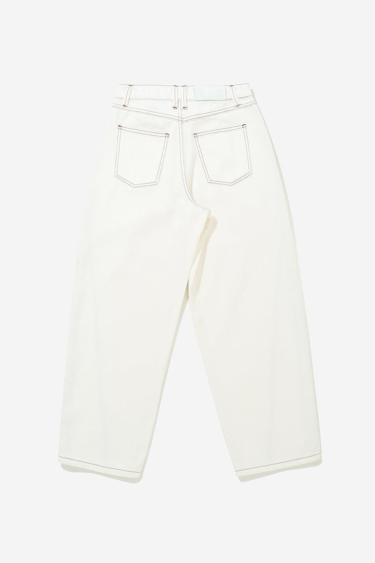 WOMEN'S BASIC BALL DENIM PANTS - White