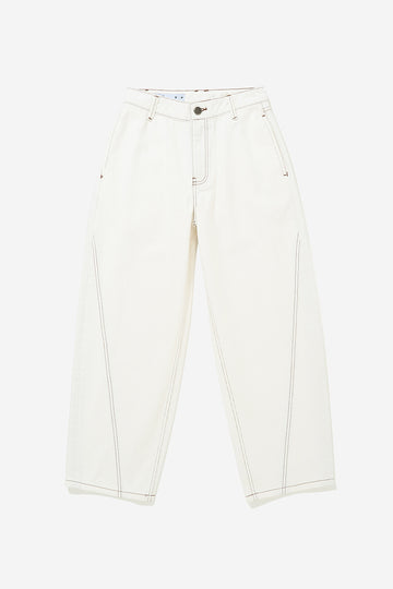 WOMEN'S BASIC BALL DENIM PANTS - White