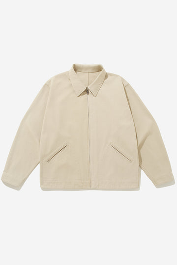 BASIC CROP KAKI JACKET - Cream