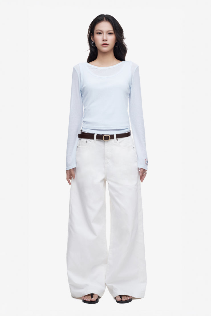 WOMEN'S TEE LAYERED PAPER - Blue