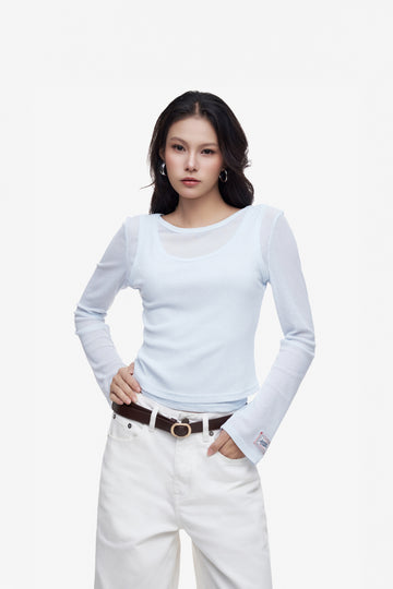 WOMEN'S TEE LAYERED PAPER - Blue