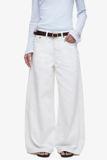 WOMEN'S BASIC SUPER WIDE DENIM PANTS - White