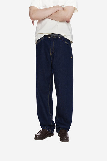 MEN'S BASIC WIDE DENIM PANTS - Indigo