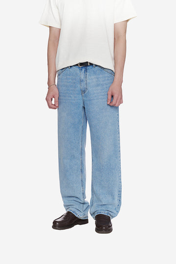 MEN'S BASIC WIDE DENIM PANTS - Light Blue