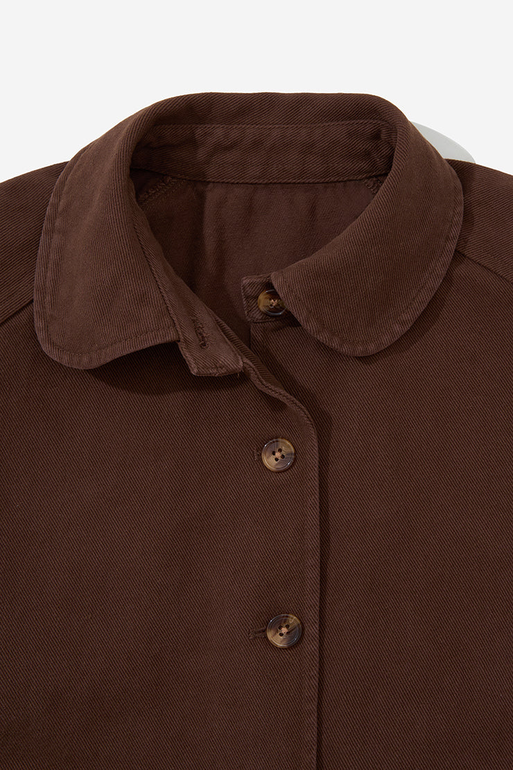WOMEN'S COLLAR KAKI JACKET - Brown