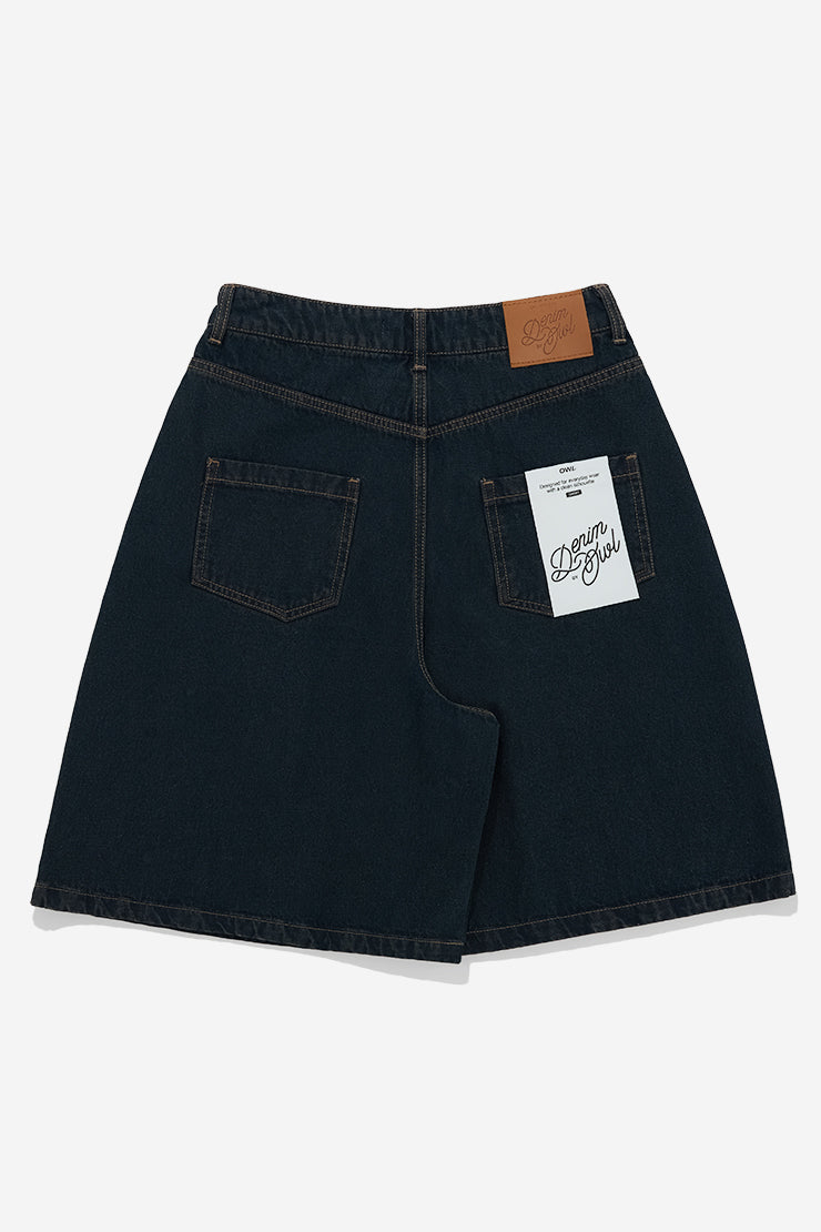 BASIC BALLON DENIM SHORTS - Dark Blue