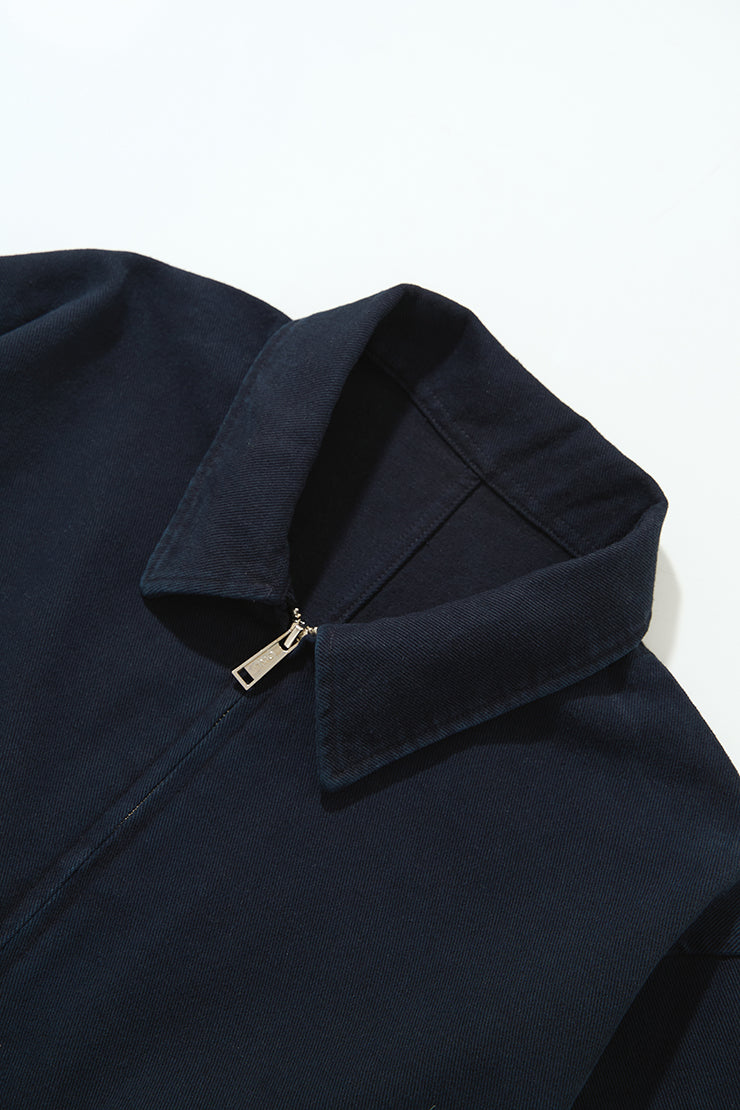 BASIC CROP KAKI JACKET - Navy