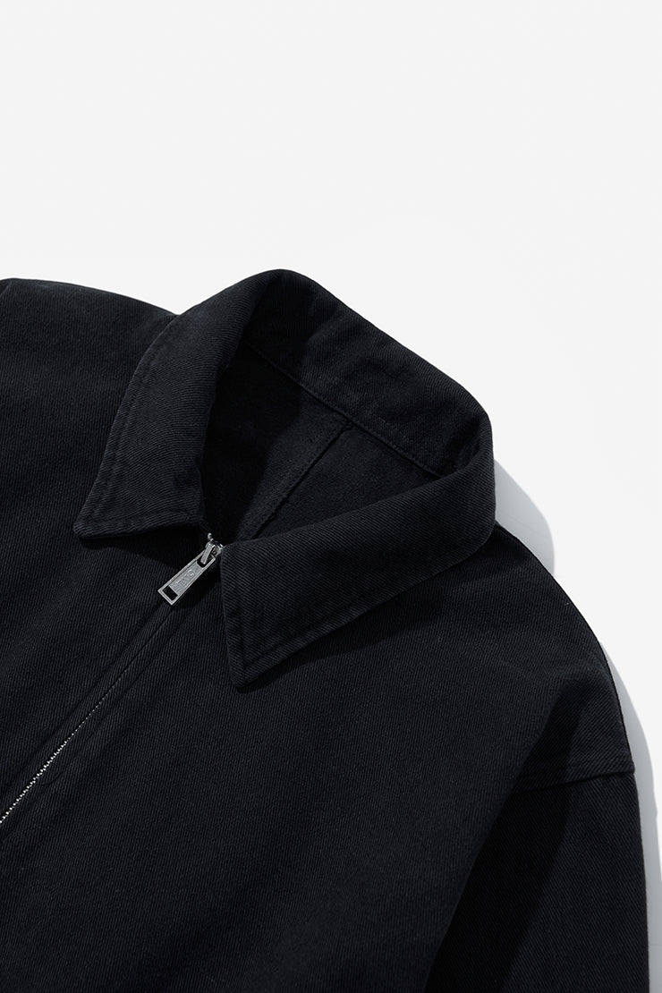 BASIC CROP KAKI JACKET - Black