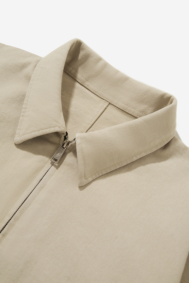 BASIC CROP KAKI JACKET - Cream