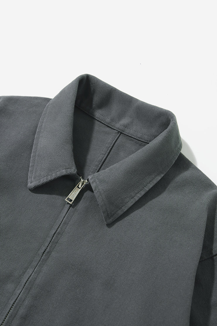 BASIC CROP KAKI JACKET - Grey