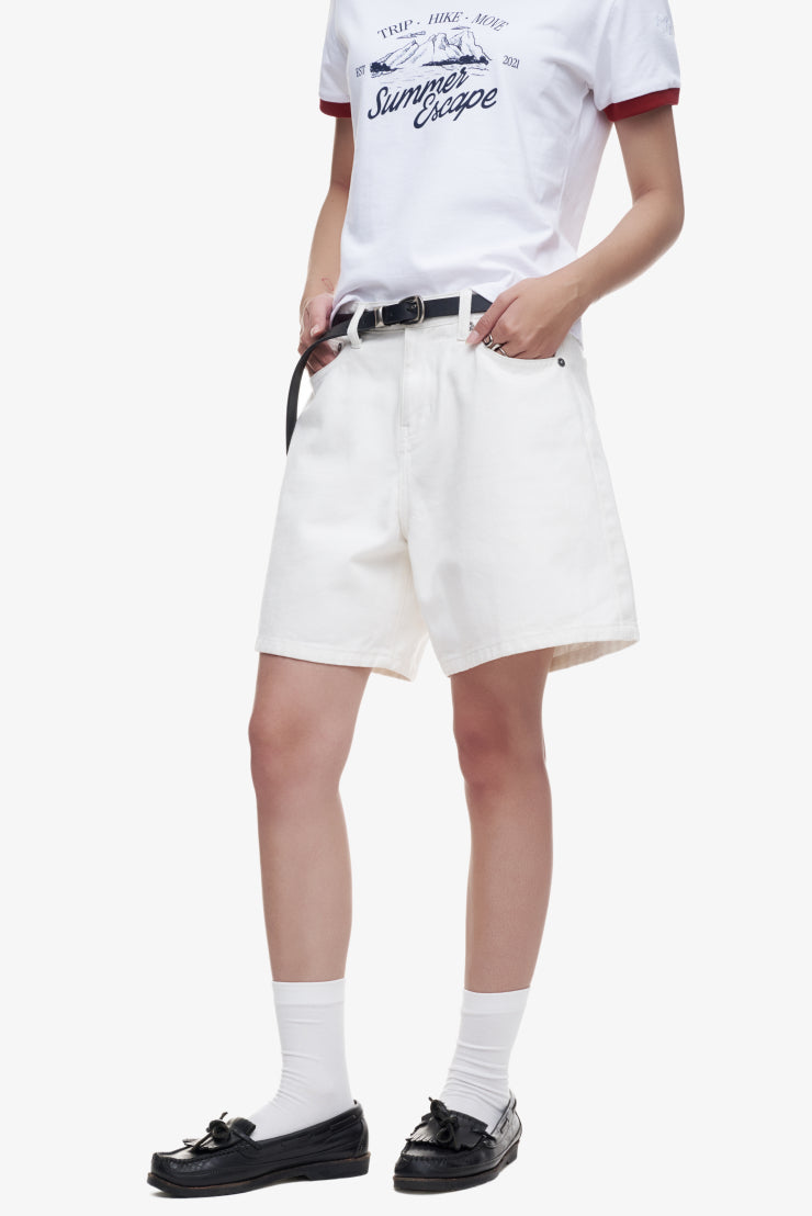 WOMEN'S DAD DENIM SHORT - White
