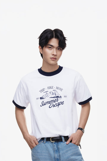 REGULAR TEE RINGER SUMMER ESCAPE - Blue