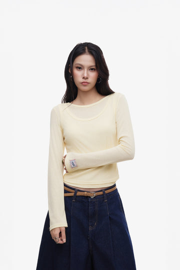 WOMEN'S TEE LAYERED PAPER - Yellow