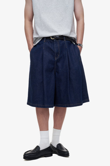 BASIC BALLON DENIM SHORTS - Indigo