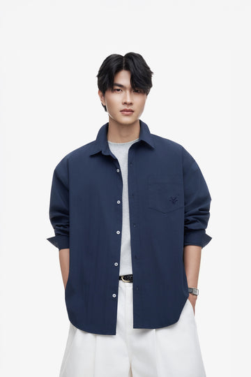 REGULAR CURVYSLEEVE SHIRT - Navy
