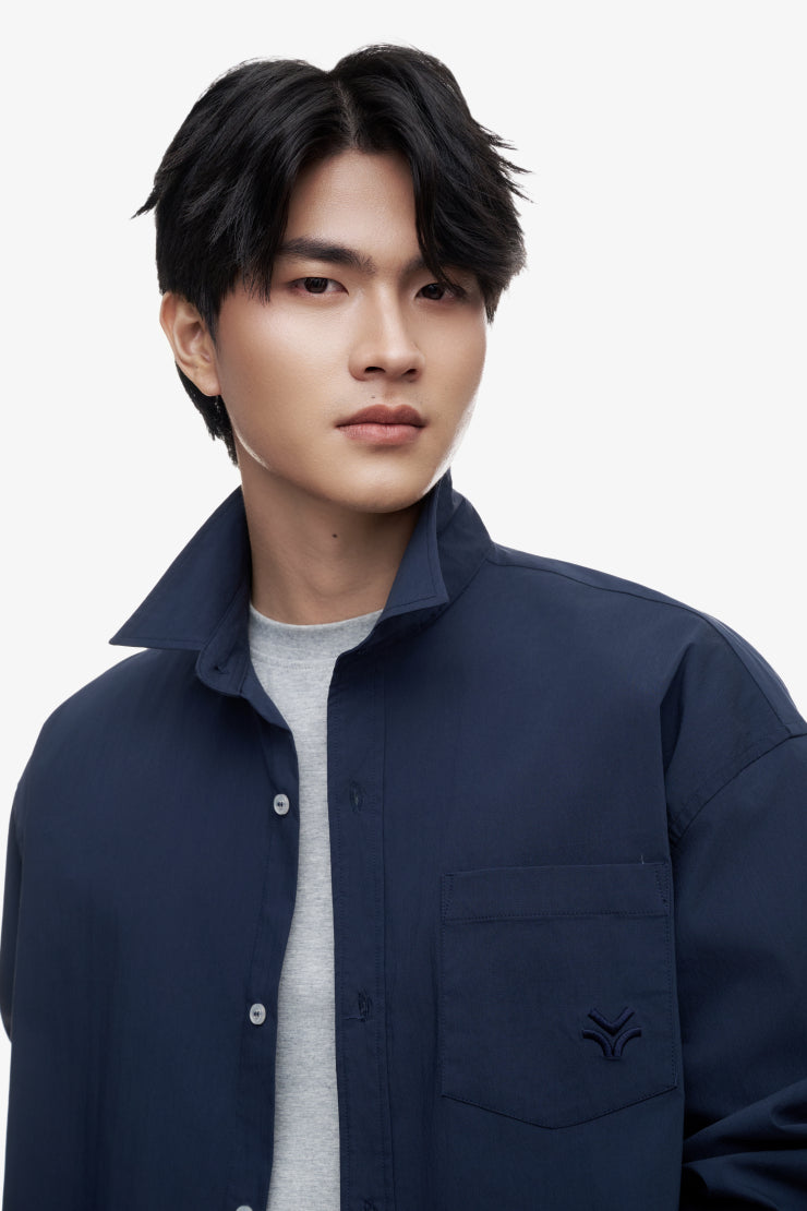 REGULAR CURVYSLEEVE SHIRT - Navy