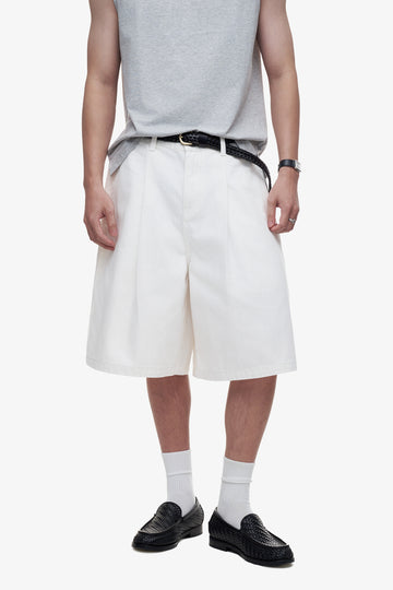 BASIC BALLON DENIM SHORTS - White