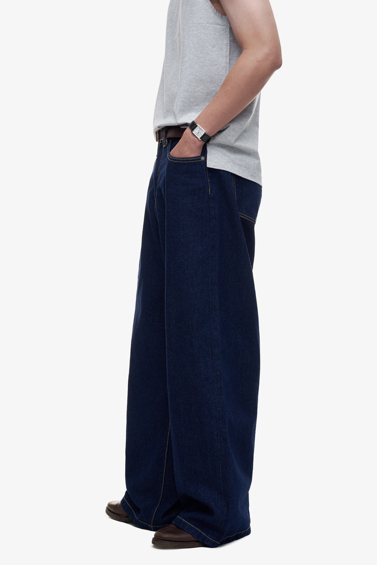 MEN'S BASIC SUPER WIDE DENIM PANTS - Indigo