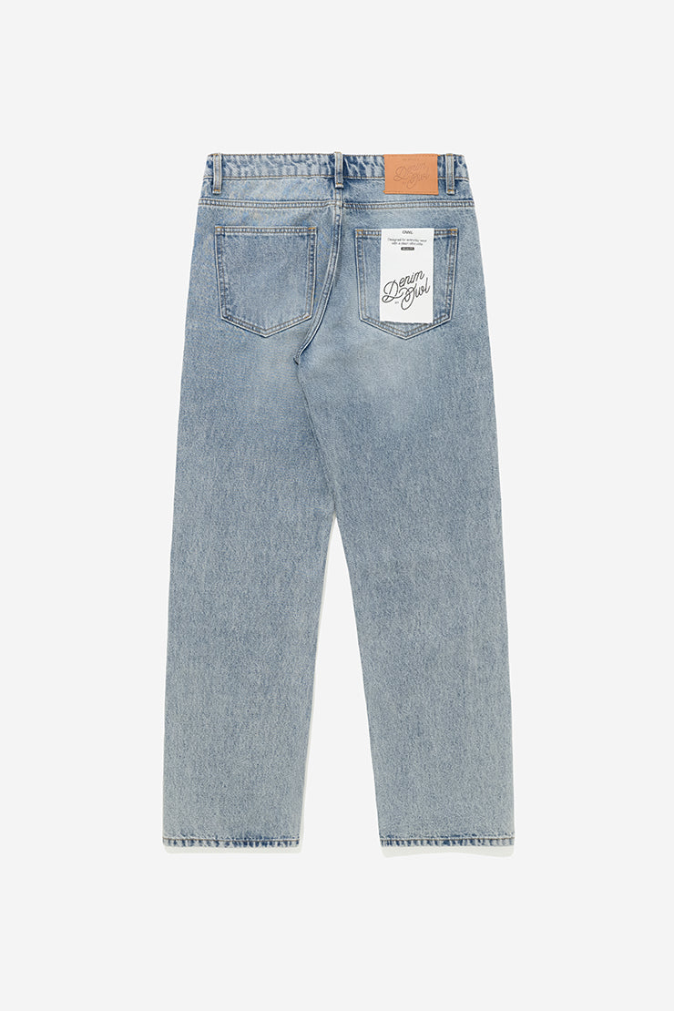 MEN'S BASIC RELAX DENIM PANTS - Dirty Blue